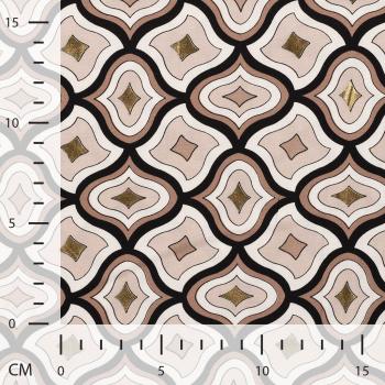 Leicht fließende Viskose mit Glanz – grafisches Design in Sand, Beige und Schwarz
